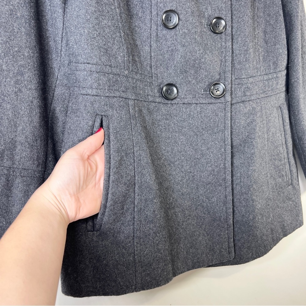 Michael Kors Double Breasted Pea Coat Charcoal Grey Size Medium Preppy Luxury - Picture 5 of 14